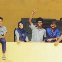 chekkan malayalam movie working still of supporting young actor in malayalam karthik vishnu abu saalim and shafi eppikadu